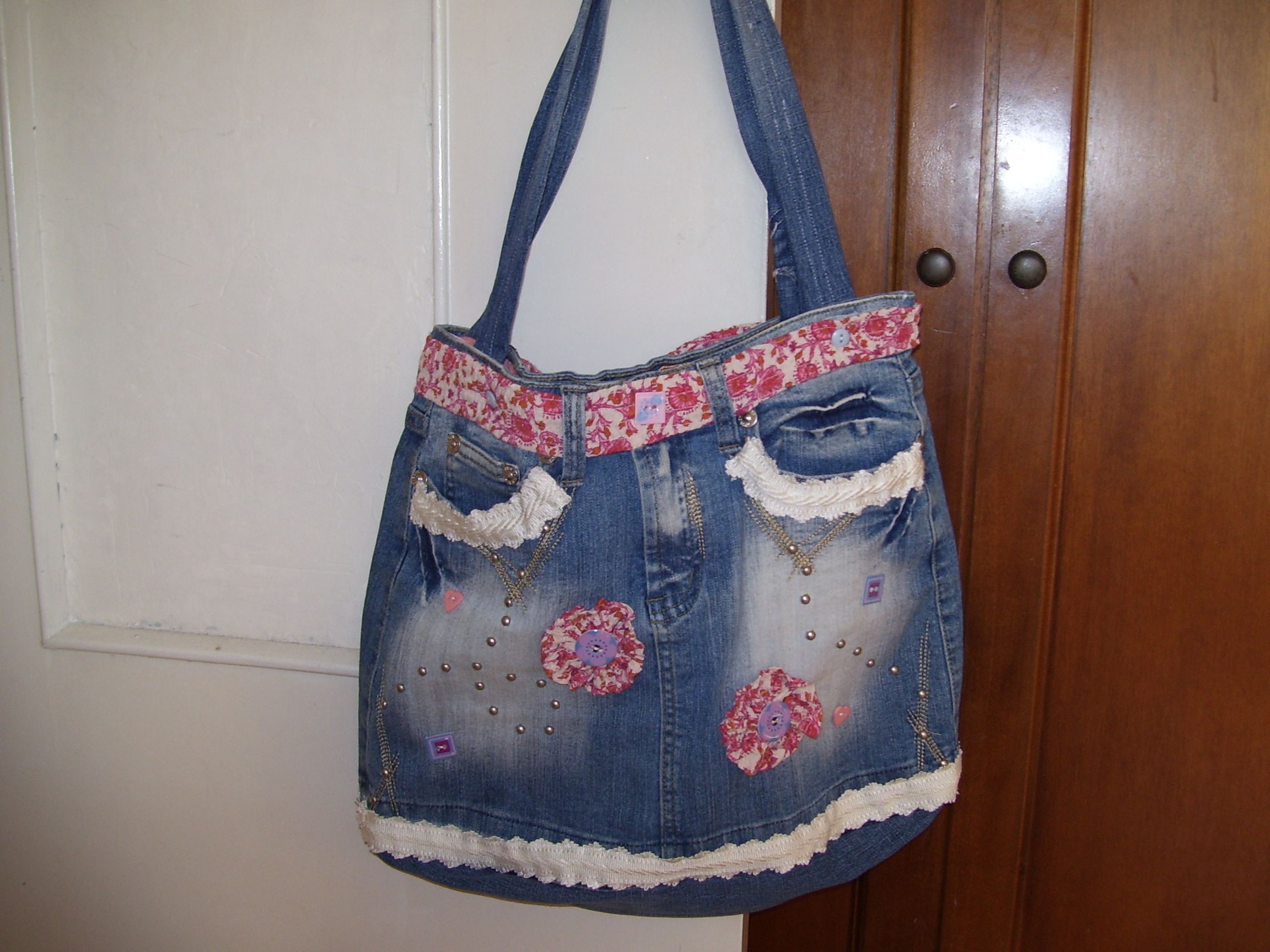 Sac Fourre-tout En Jeans Bleu Marin - Motif Mer, Dimensions 38x23 Cm, Neuf Sans étiquette